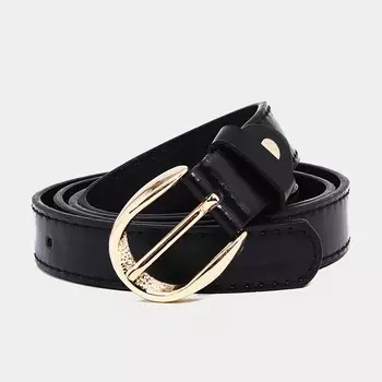 Ремень женский, ширина 2,2 см, винт, пряжка металл, цвет черный