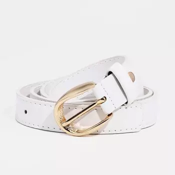 Ремень женский, ширина 2,2 см, винт, пряжка металл, цвет белый