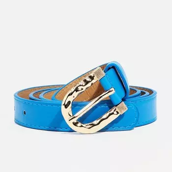 Ремень женский с винтом, 1002.2 см, пряжка металл, золотистая, голубой