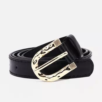 Ремень женский, ширина 2,2 см, винт, пряжка металл, цвет черный