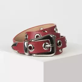 Ремень женский, ширина - 2,3 см, пряжка металл, люверсы, цвет бордовый