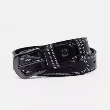 Ремень женский, ширина 2,4 см, винт, пряжка металл, цвет черный