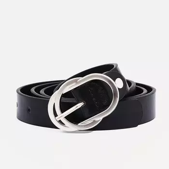 Ремень женский, ширина 2,4 см, винт, пряжка металл, цвет черный