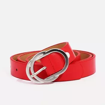 Ремень женский, ширина 2,4 см, винт, пряжка металл, цвет красный