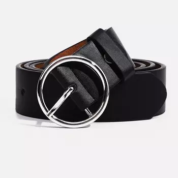 Ремень женский, ширина 2.5 см, винт, пряжка металл, цвет черный