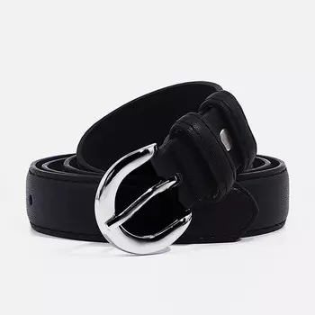 Ремень женский, ширина 2,5 см, винт, пряжка металл, цвет черный
