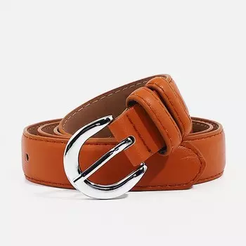 Ремень женский, ширина 2,5 см, винт, пряжка металл, цвет оранжевый