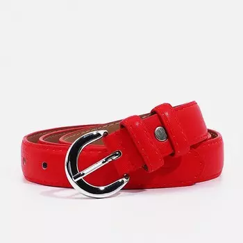 Ремень женский, ширина 2,5 см, винт, пряжка металл, цвет красный