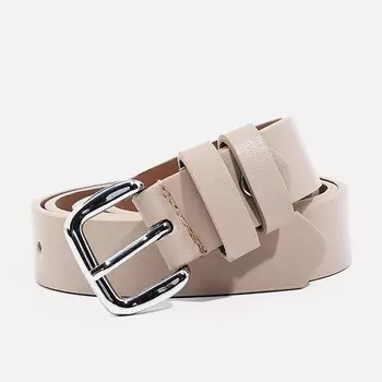 Ремень женский, ширина 2,5 см, винт, пряжка металл, цвет бежевый