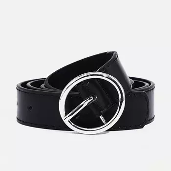 Ремень женский, ширина 2,8 см, пряжка металл, цвет черный