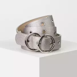 Ремень женский, ширина - 2,8 см, пряжка металл, люверсы, цвет серебро