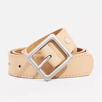 Ремень женский с винтом, 1102.8 см, квадратная пряжка металл, бежевый