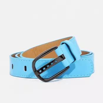 Ремень женский с винтом, 1102.8 см, пряжка темный металл, голубой