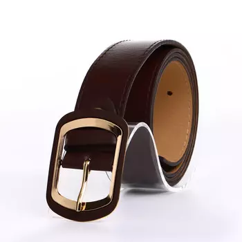 Ремень женский с винтом, 1102.9 см, классическая пряжка, золотистая, темно-коричневый