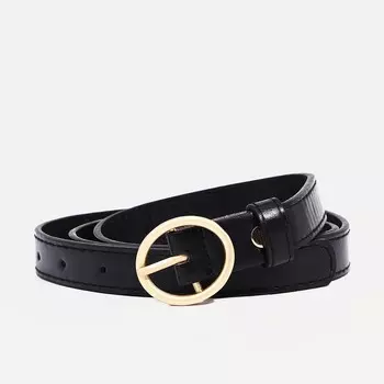 Ремень женский, ширина 2 см, винт, пряжка металл, цвет черный