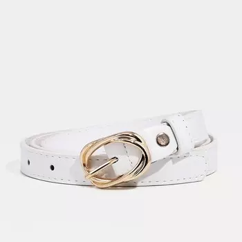 Ремень женский, ширина 2 см, винт, пряжка металл, цвет белый