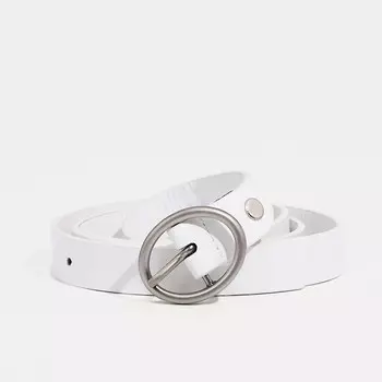 Ремень женский, ширина 2 см, винт, пряжка металл, цвет белый