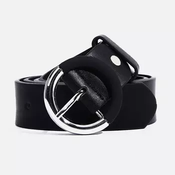Ремень женский, ширина 3.2 см, винт, пряжка металл, цвет черный