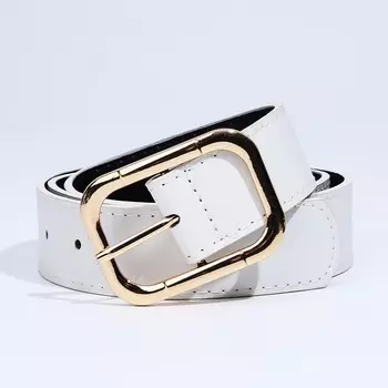 Ремень женский, ширина 3,3 см, пряжка металл, цвет белый