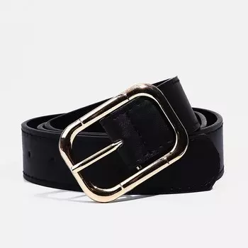 Ремень женский, ширина 3,3 см, пряжка металл, цвет черный