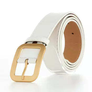 Ремень женский 1103.5 см, пряжка металл, золотистая, белый