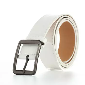 Ремень женский с винтом, 1103.5 см, прямоугольная пряжка металл, серебристая, белый