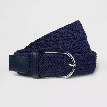 Ремень женский, ширина 3,5 см, плетенка, пряжка металл, цвет синий