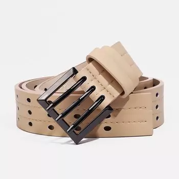 Ремень женский, ширина 3,5 см, пряжка металл, цвет бежевый