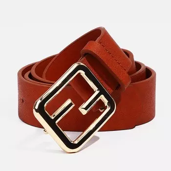 Ремень женский 1103.5 см, пряжка-гвоздик металл, золотистая, рыжий