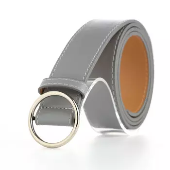 Ремень женский, ширина 3,5 см, пряжка серебро, цвет серый