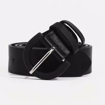 Ремень женский, ширина 3.5 см, винт, пряжка металл, цвет черный