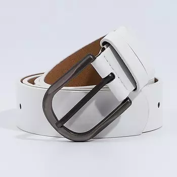 Ремень женский, ширина 3,5 см, винт, пряжка металл, цвет белый