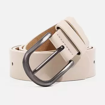 Ремень женский, ширина 3,5 см, винт, пряжка металл, цвет бежевый