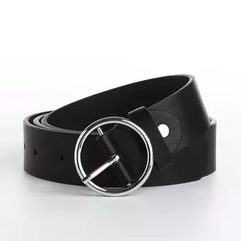 Ремень женский, ширина 3,5 см, винт, пряжка металл, цвет черный