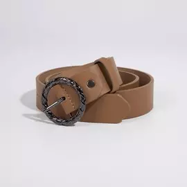 Ремень женский, ширина 3,5 см, винт, пряжка металл, цвет бежевый