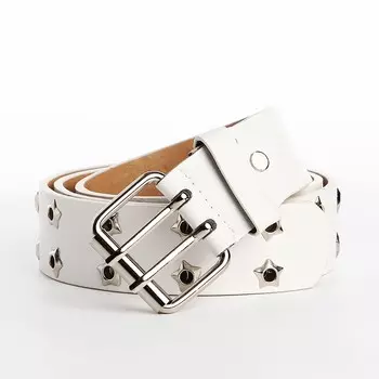 Ремень женский с винтом, люверсами, 1053.8 см, пряжка металл, серебристая, белый