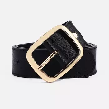 Ремень женский, ширина 3.8 см, винт, пряжка металл, цвет черный
