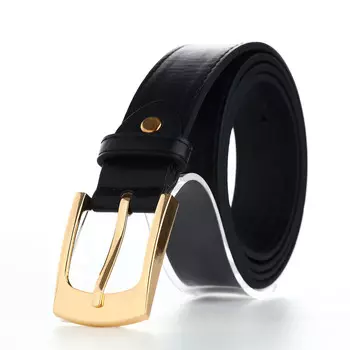 Ремень женский, 1103 см, классическая пряжка металл, золотистая, черный