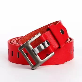Ремень женский, ширина 3 см, люверсы, пряжка металл, винт, цвет красный