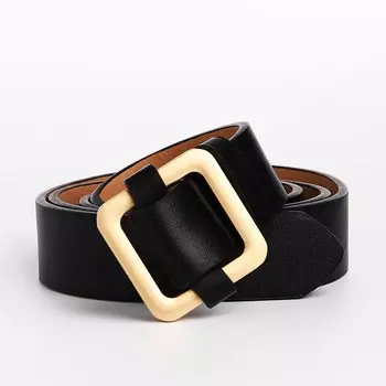 Ремень женский, 1053 см, пряжка-затяжка металл, золотистая, черный