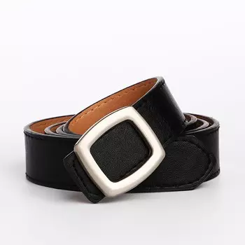 Ремень женский, ширина 3 см, пряжка металл, цвет черный