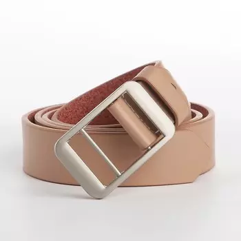 Ремень женский, ширина 3 см, пряжка металл, винт, цвет бежевый