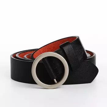 Ремень женский, ширина 3 см, пряжка металл, винт, цвет черный