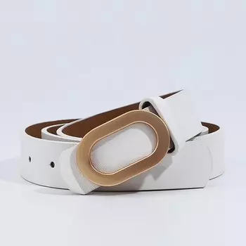 Ремень женский, ширина 3 см, пряжка золото, цвет белый