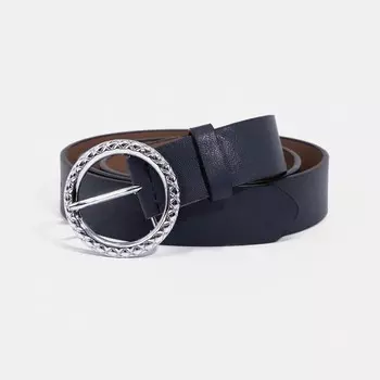Ремень женский, ширина 3 см, винт, пряжка метал, цвет синий
