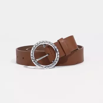 Ремень женский, ширина 3 см, винт, пряжка металл, цвет рыжий