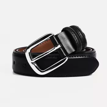 Ремень женский, ширина 3 см, винт, пряжка металл, цвет черный