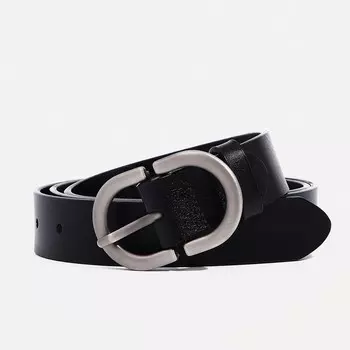 Ремень женский, ширина 3 см, винт, пряжка металл, цвет черный