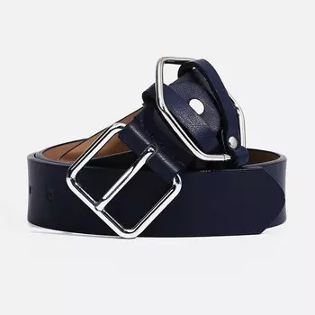 Ремень женский, ширина 3 см, винт, пряжка металл, цвет синий