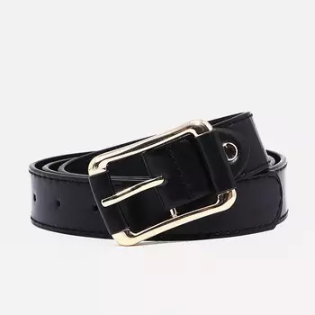 Ремень женский, ширина 3 см, винт, пряжка металл, цвет черный